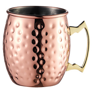 Verre à cocktail Moscow Mule en acier inoxydable martelé plaqué cuivre, ensemble de verres de bar en métal pour les fêtes - Product Image 2