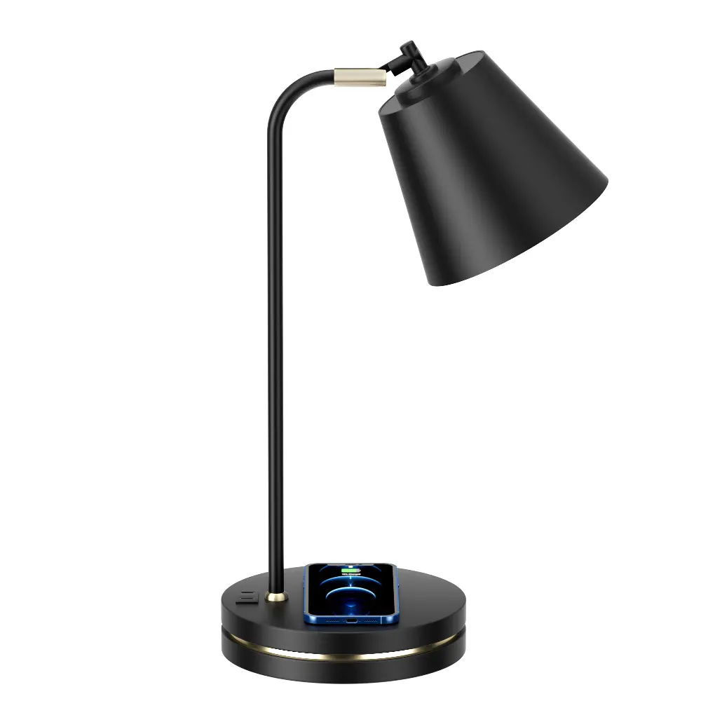 Nordic Desk Night Light USB Charging Port AC Power Outlet Mobile Phone Universal Wireless Charging Qi Table Lamp