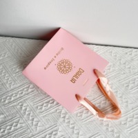 Sacs d'expédition roses de luxe avec logo personnalisé imprimé petit sac d'emballage bijoux shopping sacs-cadeaux avec nœud de ruban pour les petites entreprises