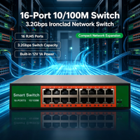 Switch de Red de 16 Puertos 10/100Mbps, Carcasa Metálica, 3.2Gbps, Plug and Play, Apilable, QoS para Cámaras IP, CCTV, NVR, ANPA AP-5016