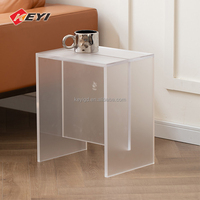 Tabouret à chaussures simple et créatif, banc à chaussures long en acrylique de luxe, chaise en plexiglas transparent, tabouret de bout de lit, petite table