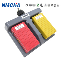 Interrupteur à pédale double électrique robuste en métal FS-201 16A AC 220V-250V, contrôle à 2 positions, IP67, 2 pôles, jaune+rouge, type V
