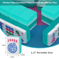Ensemble de tuiles de mahjong moderne de luxe avec 2 dés, 166 tuiles acryliques gravées (1.2), portable, bleu turquoise