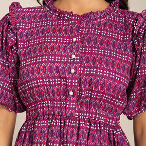 Vestidos Mini de Mujer, Estilo Skater, Cortos, con Estampado Geométrico Morado Teaberry, Casuales, Elegantes y a la Moda, de Primavera/Verano, Personalizados y de Alta Calidad - Product Image 4
