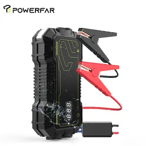 POWERFAR 10000毫安时便携式电池迷你紧急跳线启动气泵轮胎充气机汽车电源组