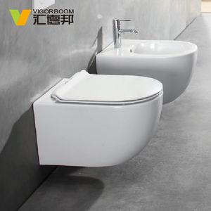 Inodoro <span class=keywords><strong>colgante</strong></span> de cerámica para el hogar, inodoro moderno de tipo colisión, color blanco, para colgar en la pared - Product Image 3