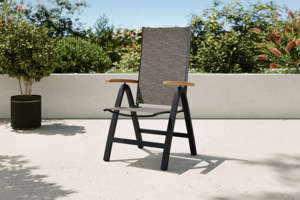 AJUNION Table à manger de jardin extensible 4 places chaises pliantes cadre en aluminium de luxe dessus en <span class=keywords><strong>bois</strong></span> ensemble table à manger et chaises d'extérieur - Product Image 4
