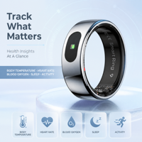 Bague connectée tendance avec suivi de la santé, fréquence cardiaque et sommeil, plusieurs couleurs et tailles, étui de chargement, contrôle via application, 5ATM
