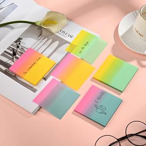 Gradient Color Reusable Sticky Paper Notes Transparent PET Waterproof 7.5x7.5cm Customizable Student Stationery <b>Memo</b> <b>Pad</b> - Product Image 1