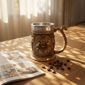 L tazza da caffè in acciaio inossidabile fodera in resina Viking God Thunder Drink Cup Tankard regali aziendali birra in stile Medival - Product Image 6