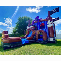 Toboggan aquatique gonflable d'extérieur Combo Château gonflable Maison de saut avec canon à eau et piscine