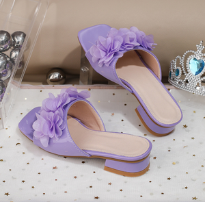 Nouvelles sandales d'été à lacets pour filles, pantoufles à talons épais, sandales plissées mignonnes pour filles de 8 à 12 ans - Product Image 4