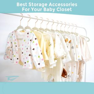 Wholesale 30 Pack Baby Velvet Hangers Space-Saving Baby Felt Hangers for Children's Closet with 10 <b>Clips</b> - Product Image 2