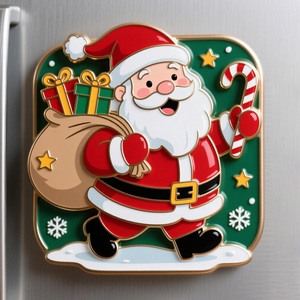 Aimants de réfrigérateur magnétiques décoratifs de Noël Art Déco créatifs en métal, de forme rectangulaire et de taille moyenne, pour cadeaux de fêtes - Product Image 4