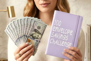 Carnet de budget A6 en cuir PU avec 100 enveloppes <span class=keywords><strong>pour</strong></span> économies sur 100 jours, <span class=keywords><strong>classeur</strong></span> de rangement avec 100 enveloppes réutilisables <span class=keywords><strong>pour</strong></span> le suivi des économies - Product Image 2