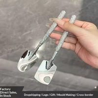 Cuillère à motif martelé en acier inoxydable, couverts pour usage domestique, design minimaliste épaissi, cuillère à café, cuillère à dessert pour restaurant