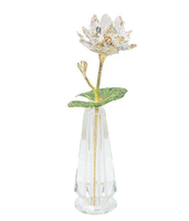 Magnifique figurine de fleur de lotus en cristal K9, vase, décorations pour la maison et les fêtes, idée cadeau souvenir pour anniversaire, Noël, remise de diplôme