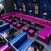 Conjunto de Sofás de Salón Tapizados en Cuero PU de Lujo para Discoteca, con Mesa de Bar LED para Club, Salón, KTV, Entretenimiento