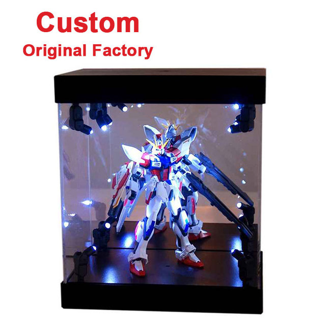 Factory Custom Clear LED Lighted Figure Acrylic Display Case Premium Model Collectible Display Case