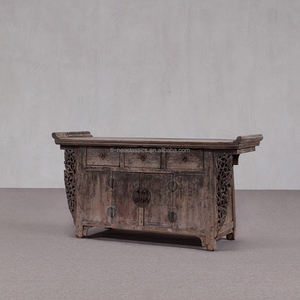 خزانة صينية عتيقة مصنوعة يدويًا من الخشب الصلب صديقة للبيئة بتصميم وابي-سابي، أثاث قديم معاد تدويره مريح لغرفة المعيشة - Product Image 5