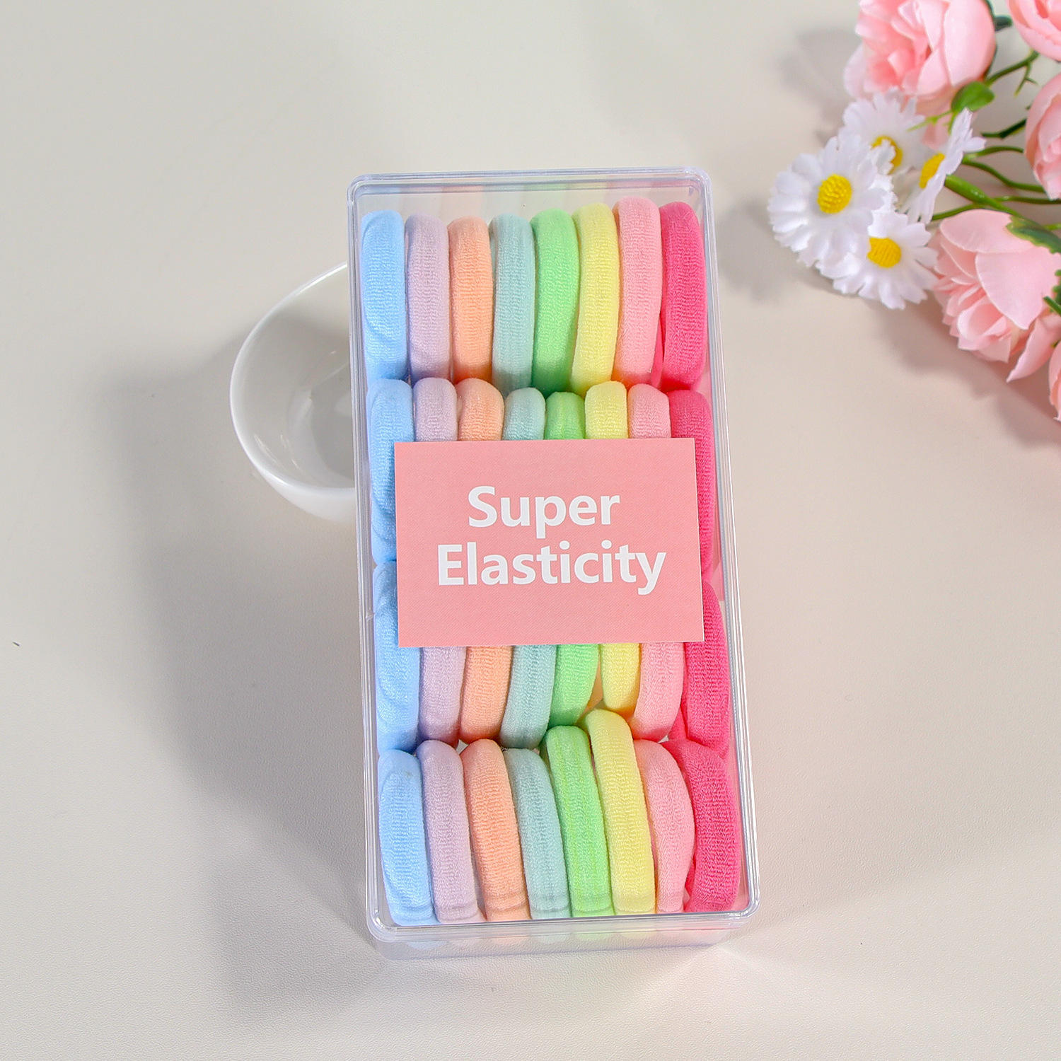 2 light color rainbow hair ties 1 box (32 pieces)