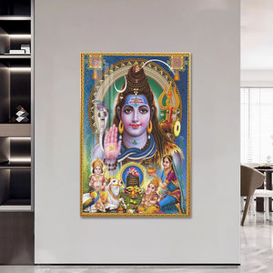 Custom Shiva ritratto su tela pittura su vetro Art Art Deco parete cornice decorativa indù cristallo porcellana <span class=keywords><strong>pittore</strong></span> per la casa - Product Image 1