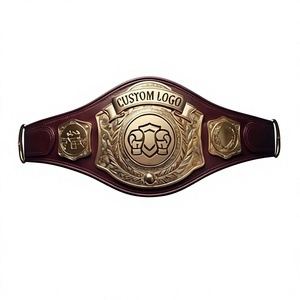 Custom Logo High Quality 3cm Thickness Unisex Martial Arts Championship Boxing <b>Belt</b> PU Leather <b>Gold</b> Tone Training Award <b>Belt</b> - Product Image 1