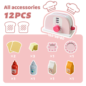 Juego de Juguetes de Madera para Niños, Mini Cocina de Juguete para Preescolar, Máquina para Hacer Pan Rosa, para Niñas - Product Image 4