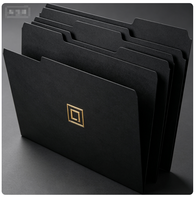 Carpeta de Presentación de Papel Texturizado con Lámina Dorada, Logotipo Plateado Personalizado, Carpeta de Papel Duro Azul y Negro, Carpeta de Papel Grueso Mate
