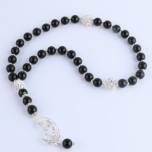 Bola de diamante blanca islámica, <span class=keywords><strong>Perla</strong></span> <span class=keywords><strong>Negra</strong></span> 33, cuentas de oración islámica, Tesbih, Dios, Mesbaha, Sibha, venta al por mayor - Product Image 1
