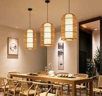 Lustre d'intérieur en bambou et rotin, lampe suspendue tressée à la main pour restaurant, abat-jour en bambou fait main, luminaires suspendus contemporains