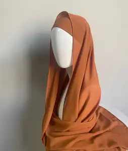 Muslim Set Warna Senada dengan Dalaman untuk Wanita, Hijab Sifon Lembut, Syal, Syal, 2022