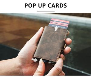 RFID in alluminio Pop Up porta carte da <span class=keywords><strong>uomo</strong></span> in pelle sintetica <span class=keywords><strong>portafoglio</strong></span> minimalista con cerniera porta carte di credito <span class=keywords><strong>portafoglio</strong></span> in metallo per <span class=keywords><strong>uomo</strong></span> - Product Image 3