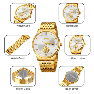 Montre chronographe ronde pour homme, montre-bracelet de luxe en acier inoxydable, montre à quartz étanche 30M - Product Image 3