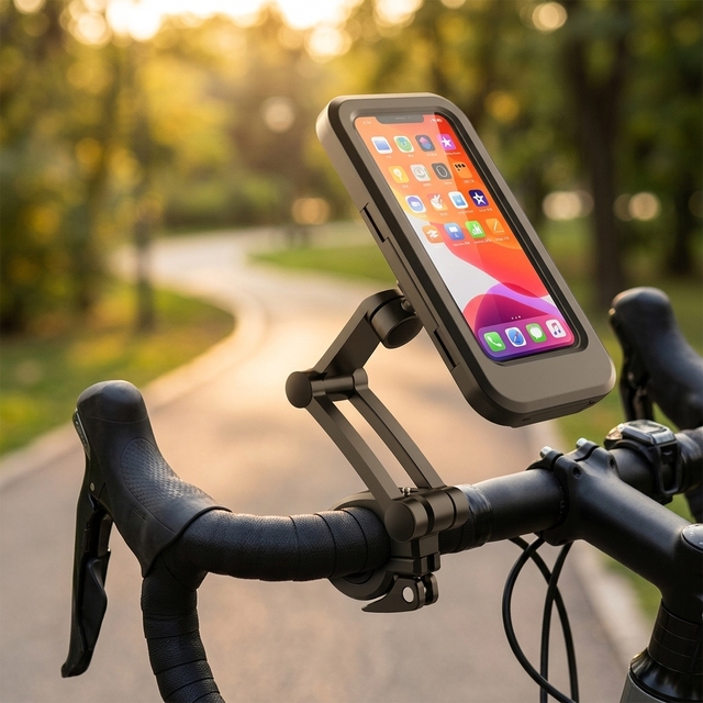 Waterproof Magnetic Bicycle/Motorcycle Handlebar Mount Phone Holder 360 Degree Rotation IPX6 Waterproof for Riding Navigation