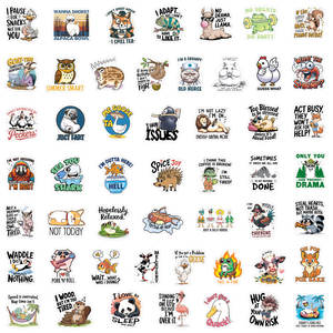 50 Pegatinas Divertidas de Animales de Dibujos Animados con Texto en Inglés <span class=keywords><strong>para</strong></span> Decorar Equipaje y Botellas, Pegatinas de Memes Humorísticos - Product Image 4