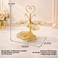 Plateau à fruits en fer forgé à quatre compartiments, style européen et américain haut de gamme, créatif, luxe léger, ornements de table basse, fait main, moderne