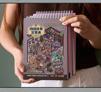 Libro de Colección de Pegatinas de Escenas en Miniatura, Hecho a Mano, Juego Completo de Pegatinas 3D para Casa, Pegatinas Estereoscópicas de Cabina, Serie Terror Town 5.0