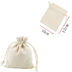 Sacs de shopping écologiques pour cadeaux d'anniversaire simples, sacs en coton et lin personnalisés avec cordon de serrage - Product Image 3