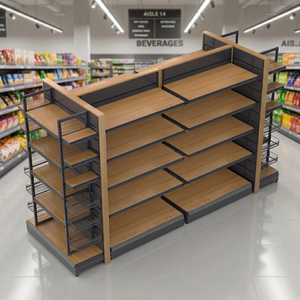 Estanterías Metálicas Resistentes para Supermercados, Estanterías Combinadas de Madera y Metal de Primera Calidad - Product Image 1
