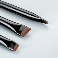 Ensemble de 3 pinceaux de maquillage synthétiques professionnels ultra-fins et plats pour eye-liner et sourcils, marque personnalisée en marque blanche