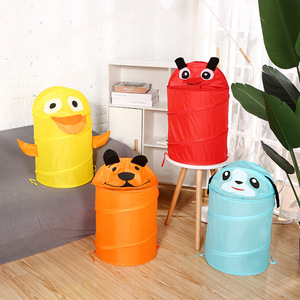 Sac à linge imperméable en polyester E136 motif animaux de dessin animé, panier de rangement pliable pour vêtements, seau pliable pour enfants, vente en gros - Product Image 2