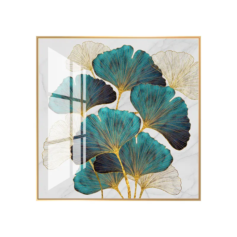Crystal Porcelain Painting Gingko Leaf For Home Hotel Office Decoration /living Room Painting/bed Room