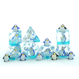 ชุดลูกเต๋าเรซิ่นใสลายเพนกวินสำหรับเกม D&D สไตล์ดราก้อนแอนด์ดันเจี้ยน - Product Image 1