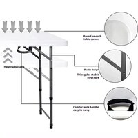 Vente en gros Table en plastique rectangulaire blanche de 4 pieds 5 pieds 6 pieds 8 pieds Table pliante pour banquet de mariage et événements Table pliante portable pour pique-nique