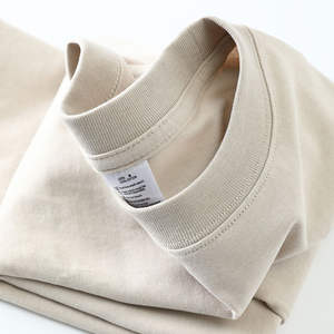 T-shirt personnalisé à col montant pour hommes 100% coton de haute qualité, épais, luxe, épaules tombantes, tricoté grande taille personnalisable pour hommes - Product Image 1