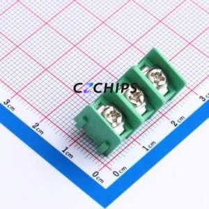 MX7620-7.62-03P-GN01-Cu-S-A Barrier Terminal Block Through hole,P=7.62mm Connector Two Sides 7.62mm 1x3P Straight Pin - Product Image 1
