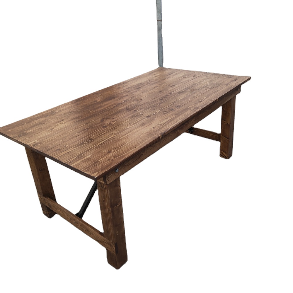 Farm Table Pine wood trestle round dining table for banquet