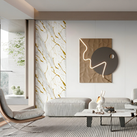 Panneau mural de salon de luxe, feuille de marbre PVC dorée brillante, revêtement mural décoratif intérieur, panneau UV