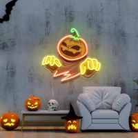Guirlande de lanternes LED citrouille et lune pour Halloween, accessoires de photographie, décoration d'ambiance d'horreur pour bar, lumières colorées à intensité variable